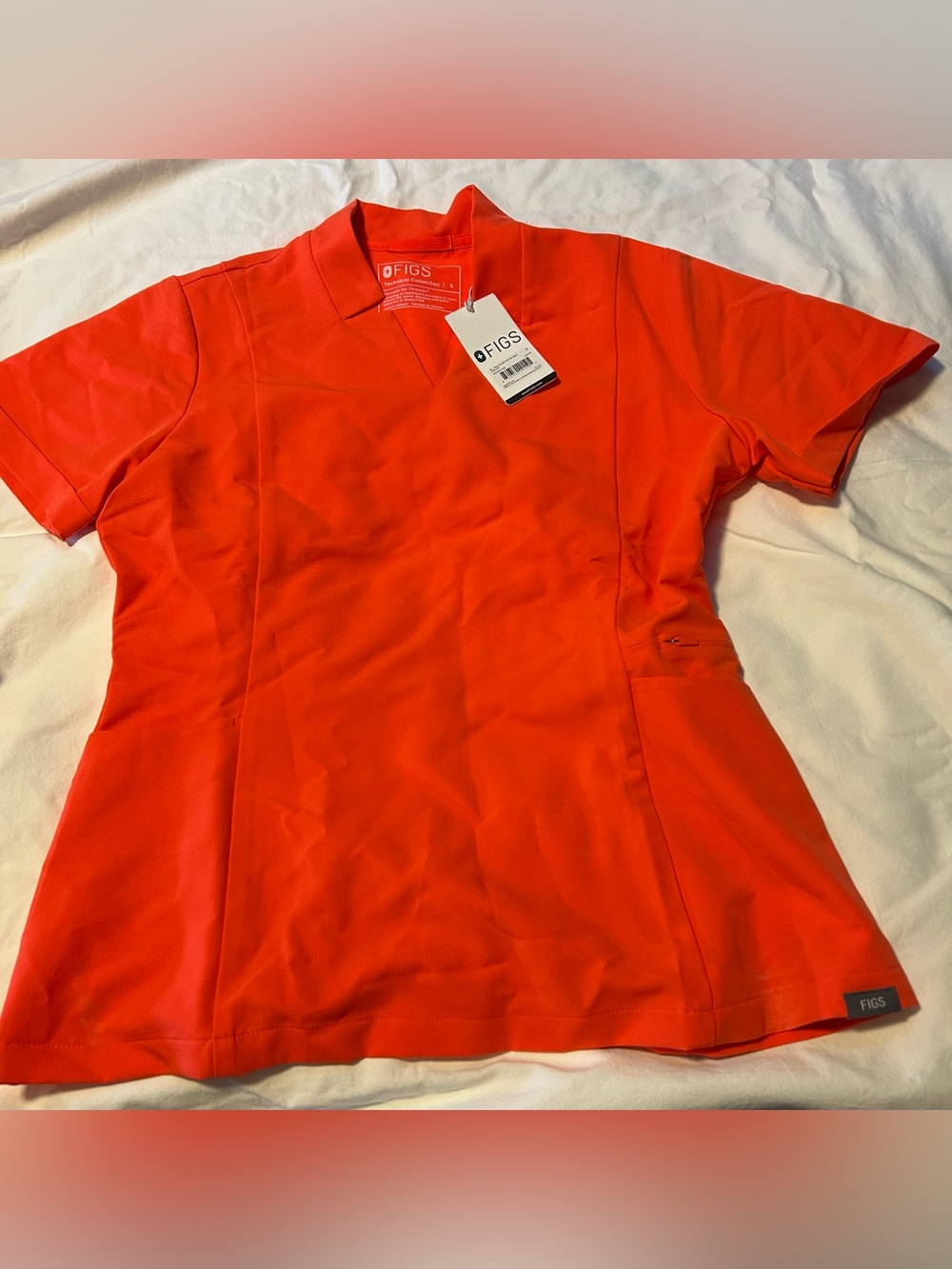 FIGS Women's Inala Slim Tunic Top - Bright Orange NWT